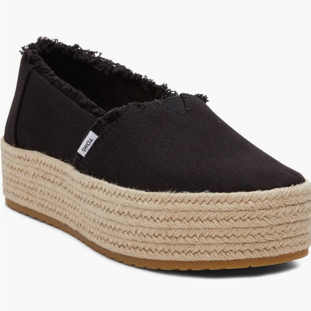 TOMS Valencia Women's Black Espadrille Platforms Sz 9.5